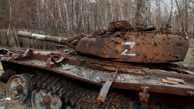 Hình ảnh xe tăng Nga bị phá hủy ở Ukraine