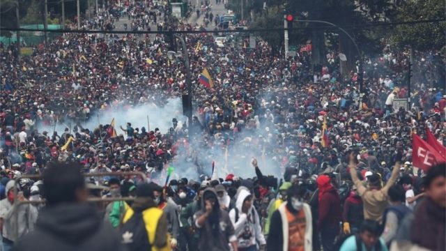 Una marcha en Quito