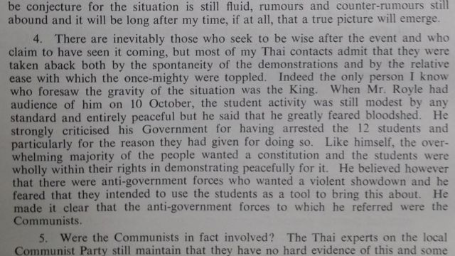 TNA, FCO 160/154/41 - Thailand: the October Revolution, 31 October 1973