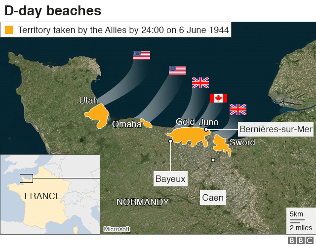 Map of the D-Day beaches