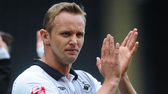 Lee Trundle after his final appearance for Swansea, in 2010