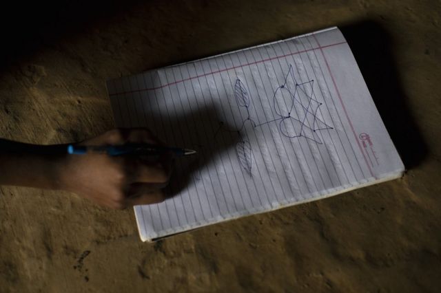 Girl drawing, Bihar