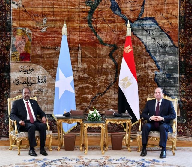 Madaxweynaha Soomaaliya Xasan Sheekh Maxamuud iyo dhiggiisa Masar Abdel Fattah Al-Sisi