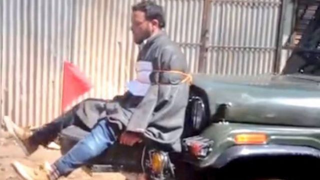 जीप से बंधे कश्मीरी का वीडियो