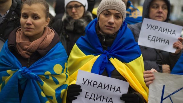 Protesters in March 2014 in Kyiv