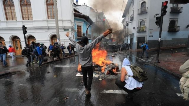Una protesta en Quito