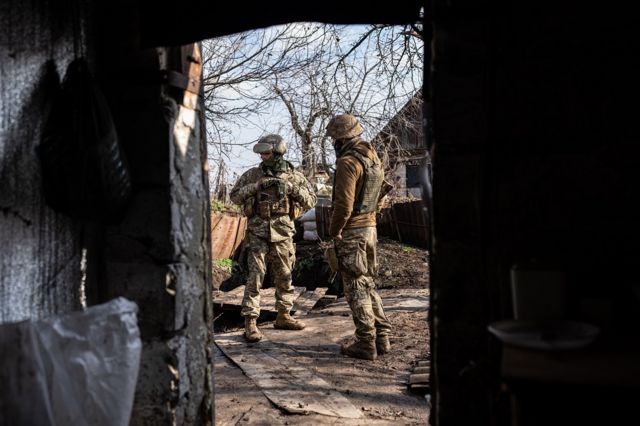 Soldados de Ucrania en Donetsk.