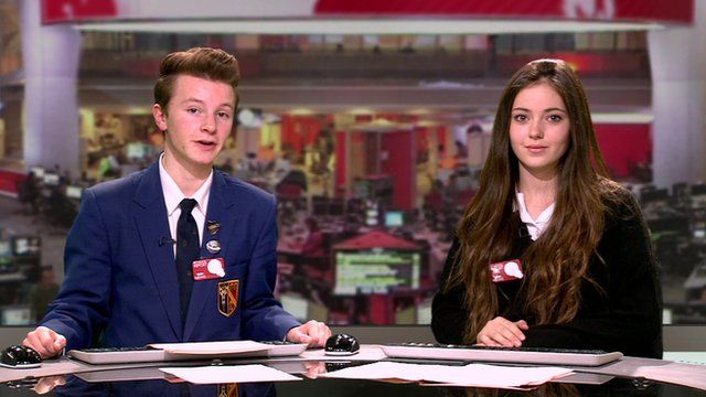 School Reporters present the special News Day TV news bulletin