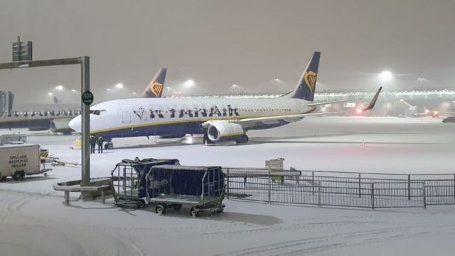 ryanair uçağı ve kar
