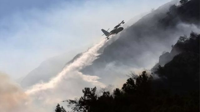 محاولة لإطفاء حريق غابات بالطائرات