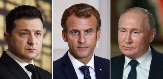 Zelenski, Macron ve Putin