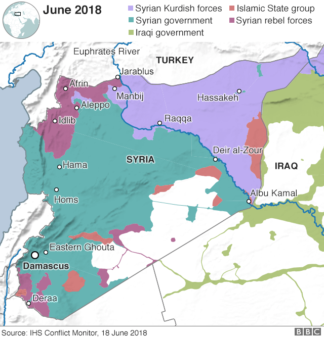Map showing control of Syria (18 June 2018)