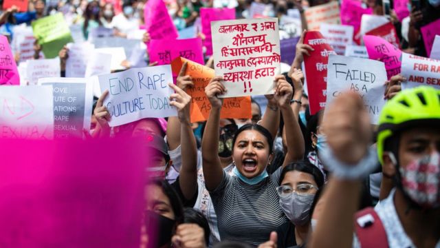 尼泊尔女性抗议(photo:BBC)