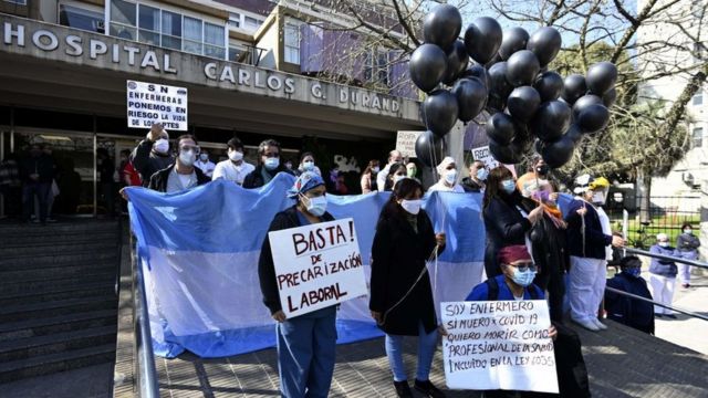 Trabajadores de la salud protestan en Buenos Aires