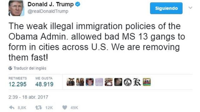 Post de Donald Trump en Twitter