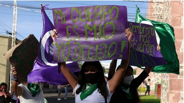 Protesta pro aborto en Mexico en 2020