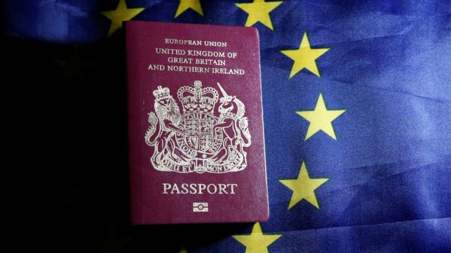EU旗と英国のパスポート