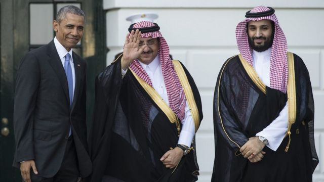 Barack Obama y el príncipe heredero de Arabia Saudita, Mohammed bin Nayef.