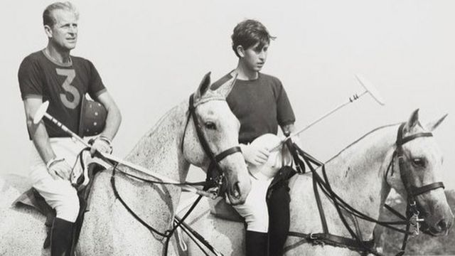 The Duke of Edinburgh seen beside the Prince of Wales playing polo in 1966