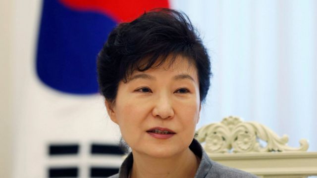 South Korean President Park Geun-hye speaks during an interview with Reuters at the Presidential Blue House in Seoul 16 September 2014.