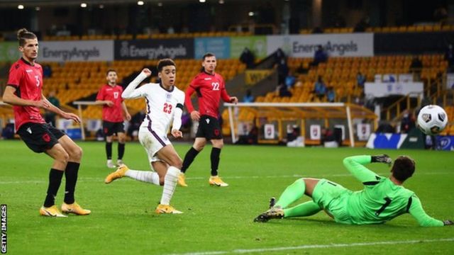 Jamal Musiala scored for England Under-21s in a 5-0 win over Albania in November