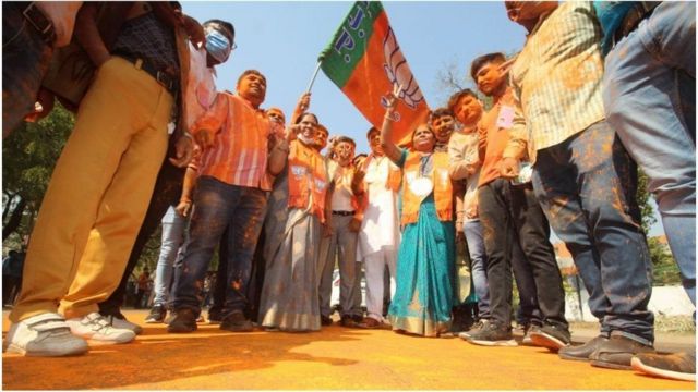 મ્યુનિસિપલ કૉર્પોરેશનની ચૂંટણીમાં વિજય બાદ ભાજપના કાર્યકરોમાં ઉત્સાહનો માહોલ
