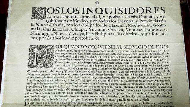 Documento de las autoridades de la Inquisición en México
