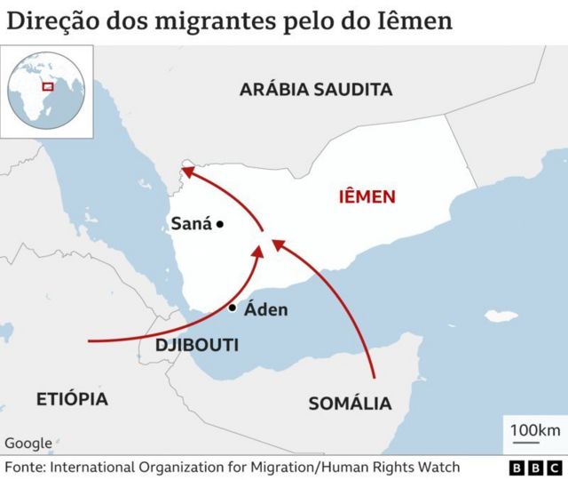 Travessia de etíopes para chegar à Arábia Saudita