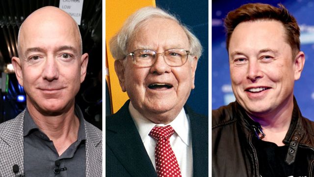 Jeff Bezos, Warren Buffet y Elon Musk
