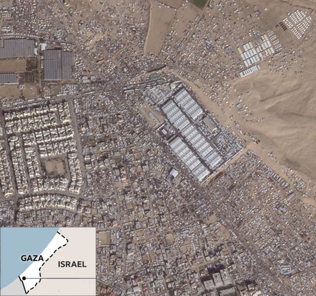 Hình ảnh khu vực gần thành phố Rafah sau khi người chạy nạn dựng lều, được chụp vào ngày 14/1/2024