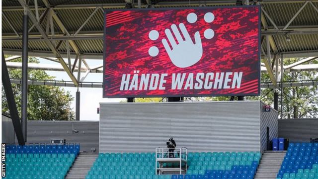 Wash your hands sign at RB Leipzig