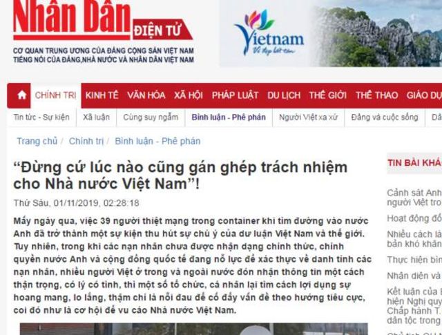 Báo Nhân Dân: 'Một số cá nhân, tổ chức lợi dụng cơ hội để vu cáo nhà nước VN!'