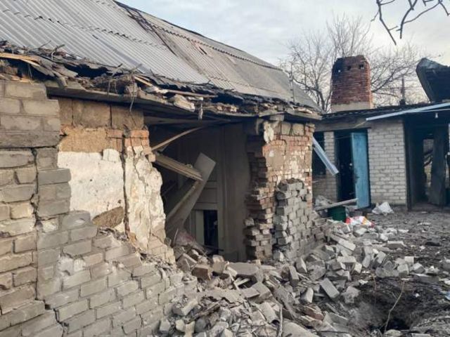foto de Pavlo Kyrylenko de casas bombardeadas