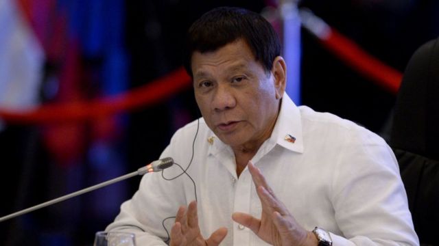 Philippine President Rodrigo Duterte delivers a statement during the 19th Association of Southeast Asian Nations
