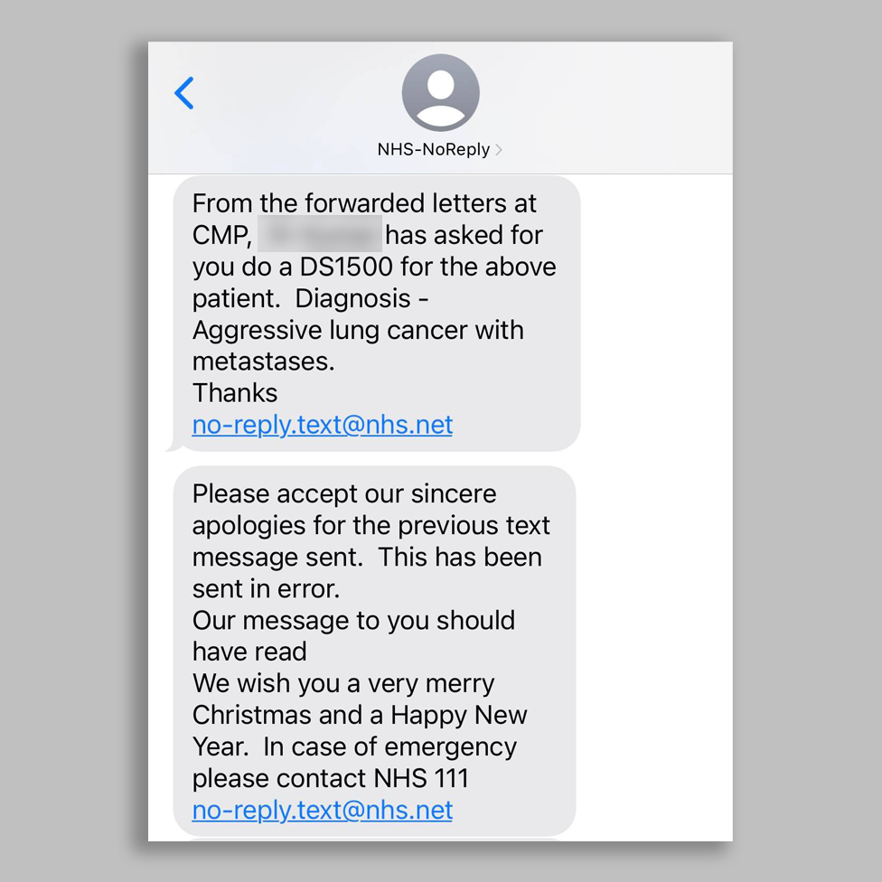 Doncaster surgery sends cancer text instead of festive message pic