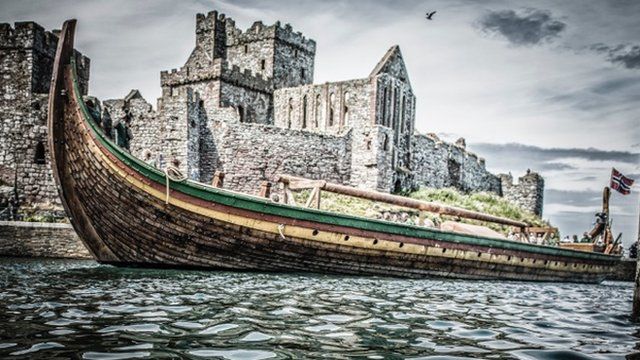 Viking Longship in Peel Harbour, Isle of Man courtesy Steve Babb