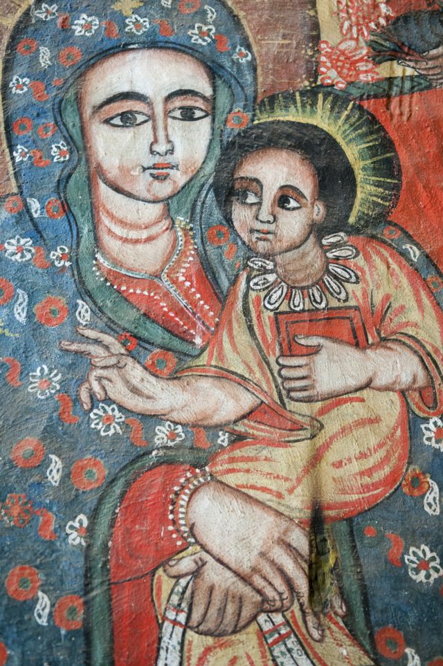 Maria e Jesus em ilustração feita na Etiópia