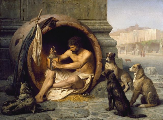 "Diógenes sentado en su barril" de Jean-Léon Gérôme (1860).