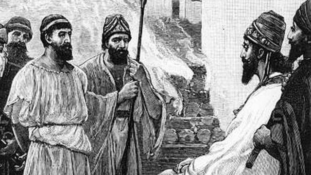 رسم لكورش الكبير جالسا فيما يمثل أمامه كروسوس ملك ليديا بعد أسره