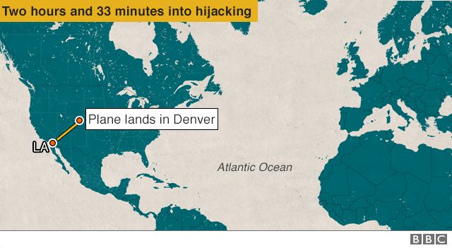 Plane lands in Denver - two hours and 33 minutes into hijack