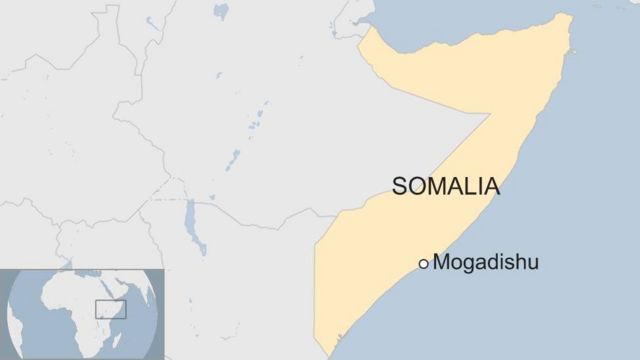 ソマリアの首都モガディシオの位置