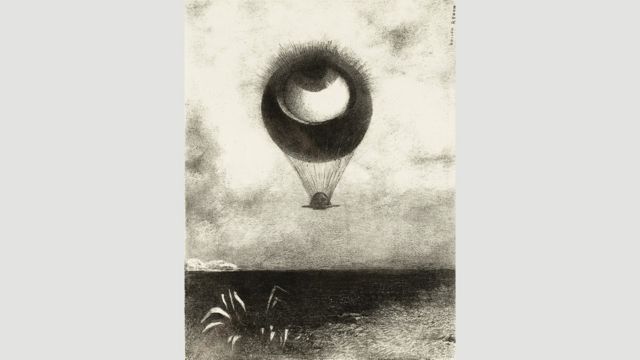 眼睛，像一個奇怪的氣球，飛向無限，雷登對超現實主義者產生了影響。