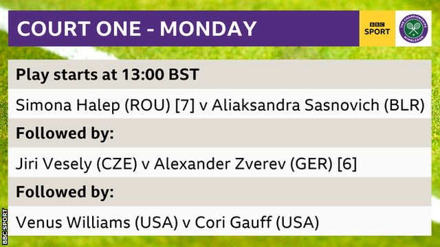Order of play on Wimbledon court one