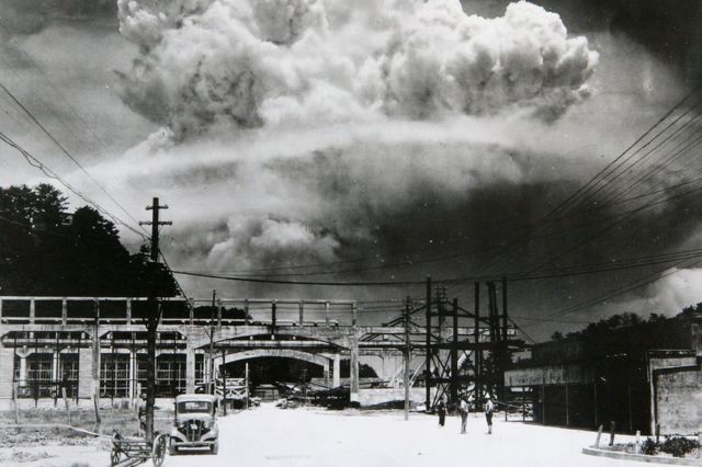 60th Anniversary Of The Atomic Bomb Of Nagasaki: A photograph of the atomic bomb dropped in Nagasaki shows how it exploded 50m above ground on August 8, 2005 in Nagsaki, Japan.