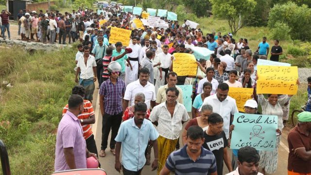 Protest in Sri Lanka against a Chinese development