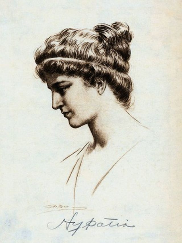 Pencil etching - Portrait of Hypatia