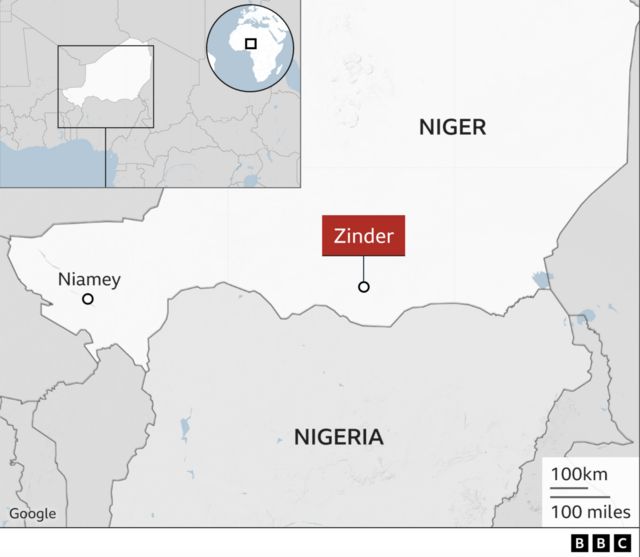 Un mapa que muestra Zinder, Níger