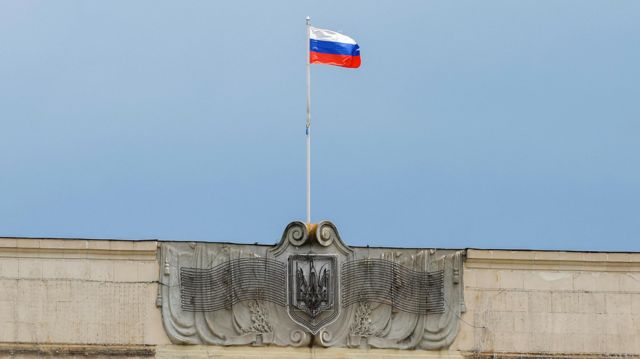 Herson'da Rus bayrağı 
