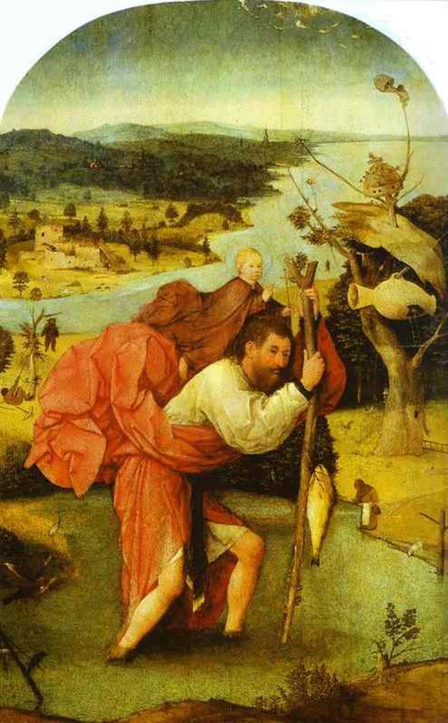 São Cristóvão em pintura de Hieronymus Bosch