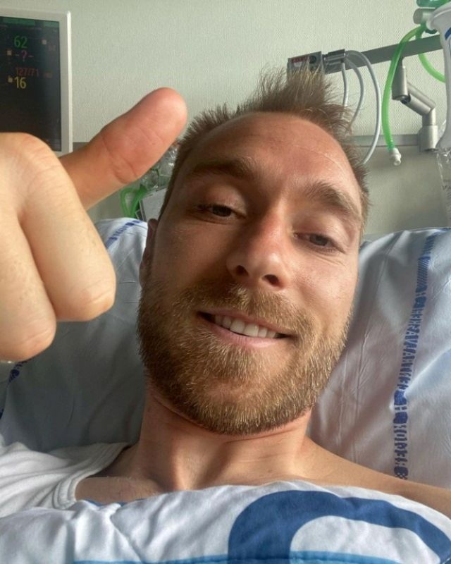 Christian Eriksen en el hospital